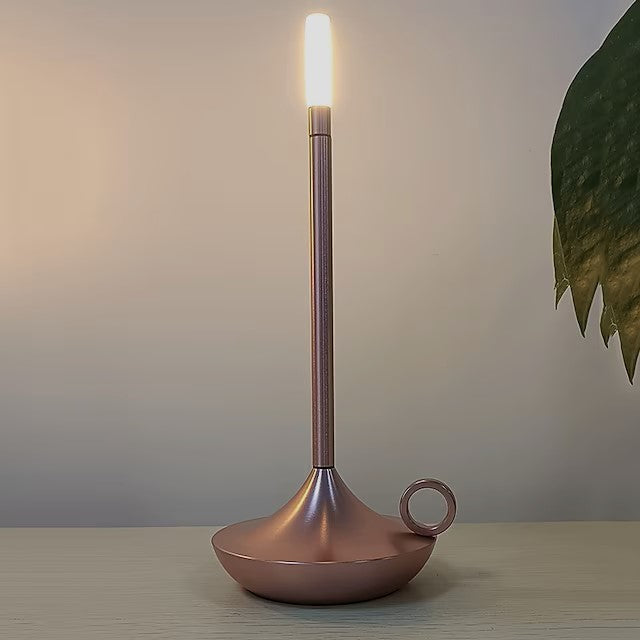 Wireless Scandinavian Candle Lamp | Dimmable LED, Brushed Aluminium