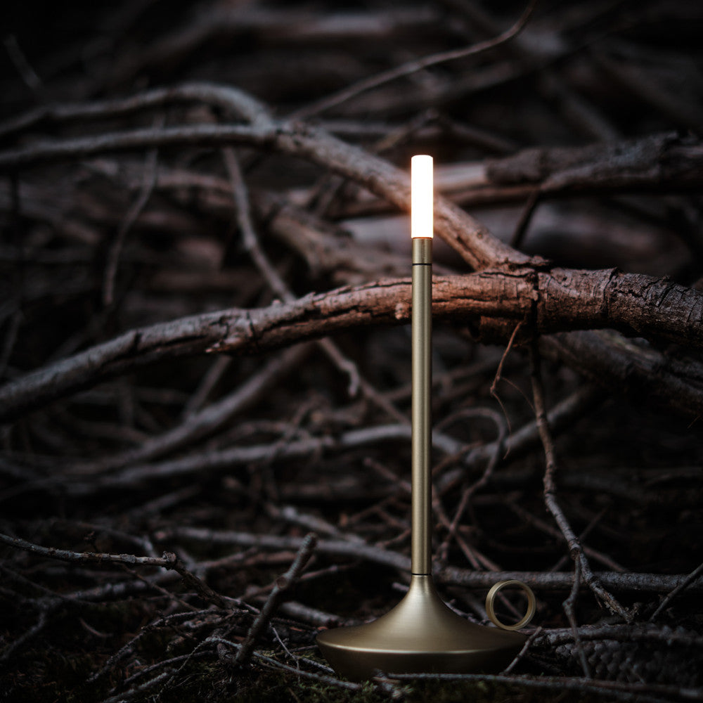 Wireless Scandinavian Candle Lamp | Dimmable LED, Brushed Aluminium