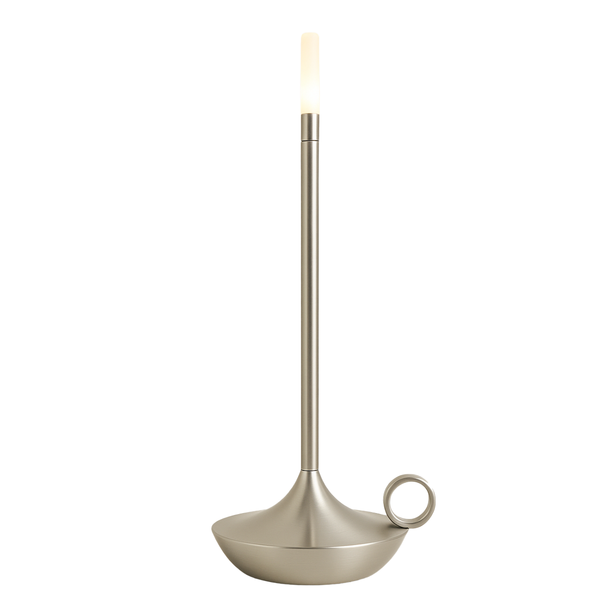 Wireless Scandinavian Candle Lamp | Dimmable LED, Brushed Aluminium