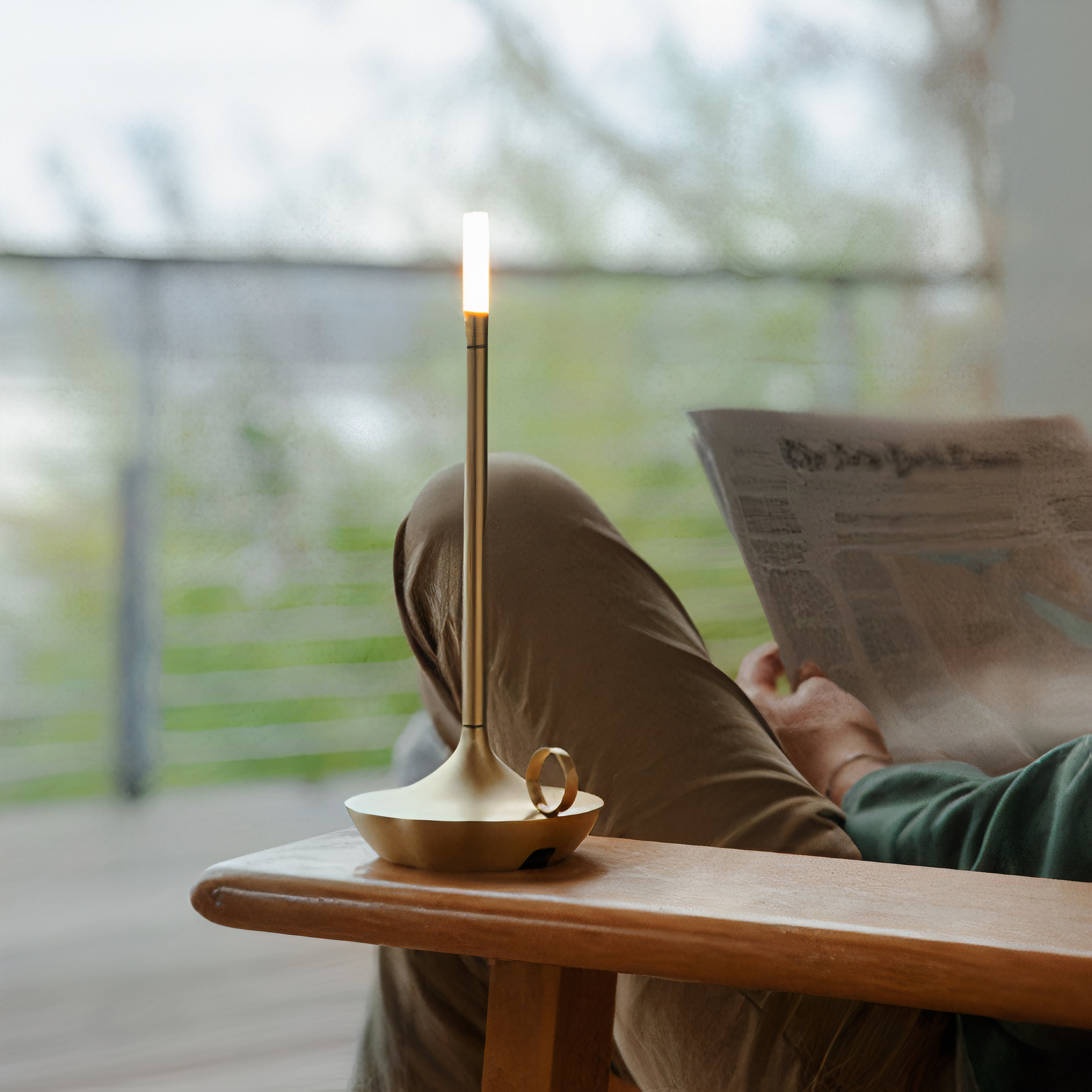 Wireless Scandinavian Candle Lamp | Dimmable LED, Brushed Aluminium