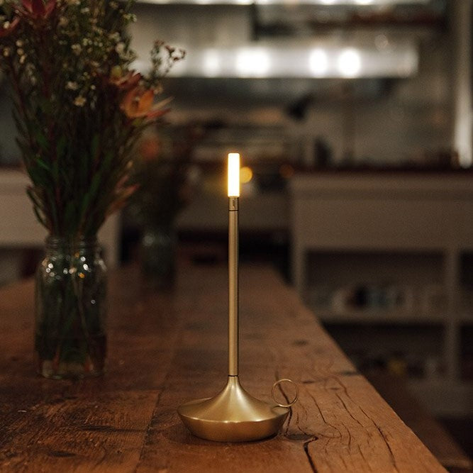 Wireless Scandinavian Candle Lamp | Dimmable LED, Brushed Aluminium