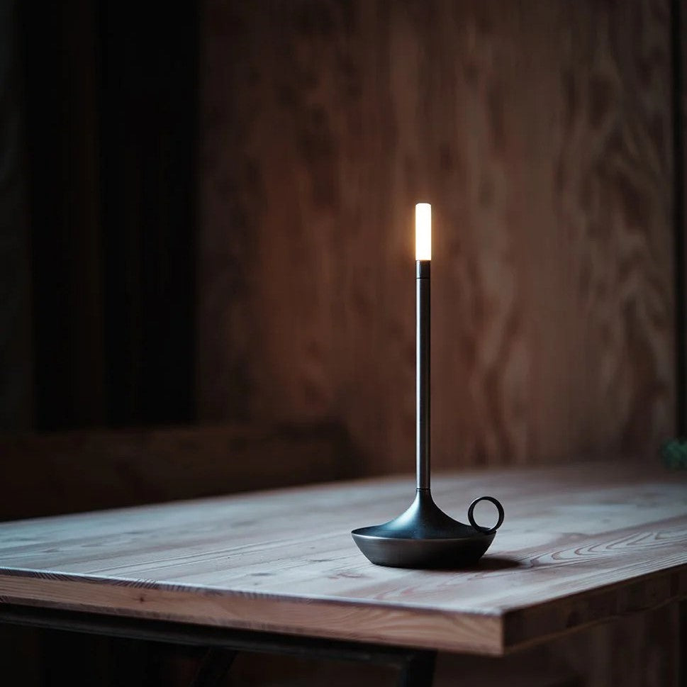 Wireless Scandinavian Candle Lamp | Dimmable LED, Brushed Aluminium