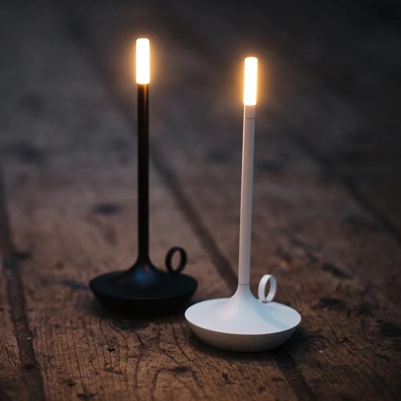 Wireless Scandinavian Candle Lamp | Dimmable LED, Brushed Aluminium