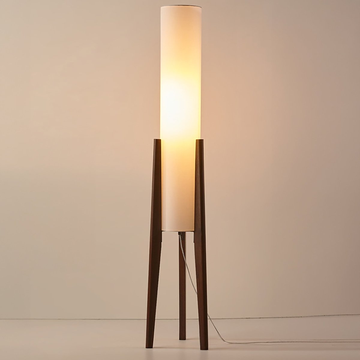 Walnut Wood Floor Lamp with Fabric Shade | Scandinavian Style