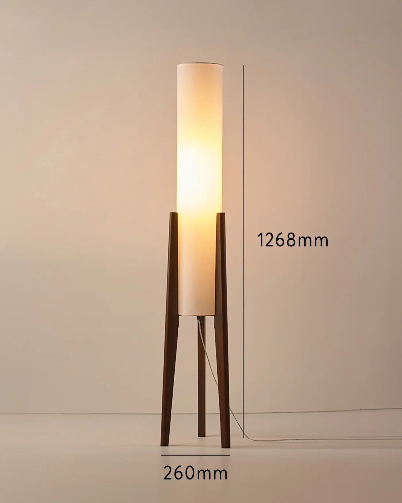 Walnut Wood Floor Lamp with Fabric Shade | Scandinavian Style