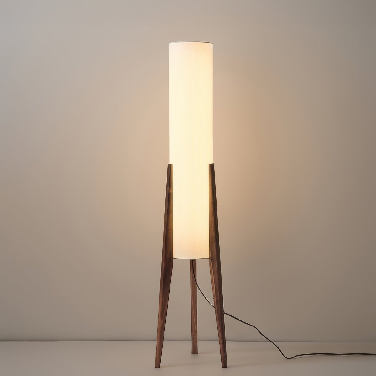 Walnut Wood Floor Lamp with Fabric Shade | Scandinavian Style