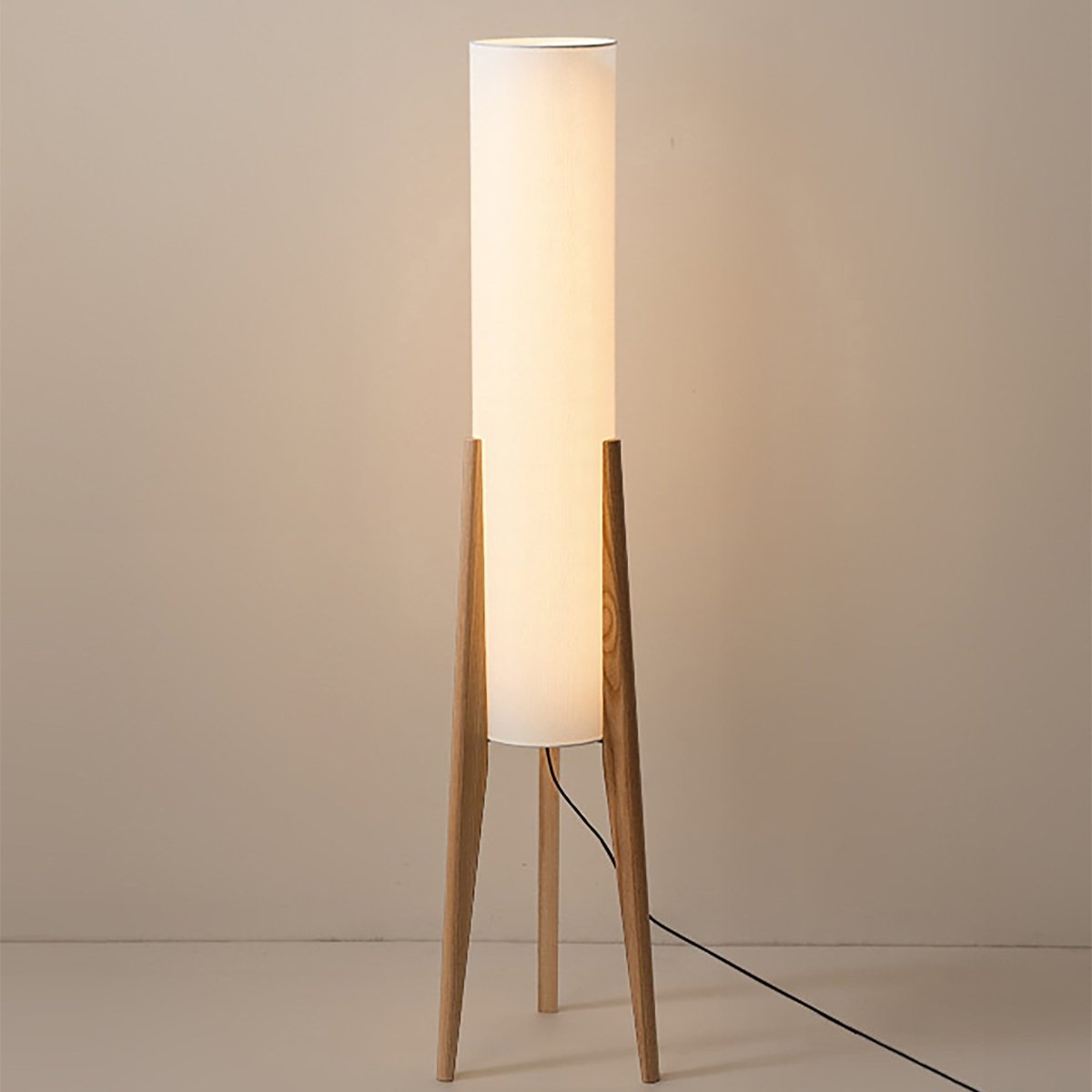 Walnut Wood Floor Lamp with Fabric Shade | Scandinavian Style