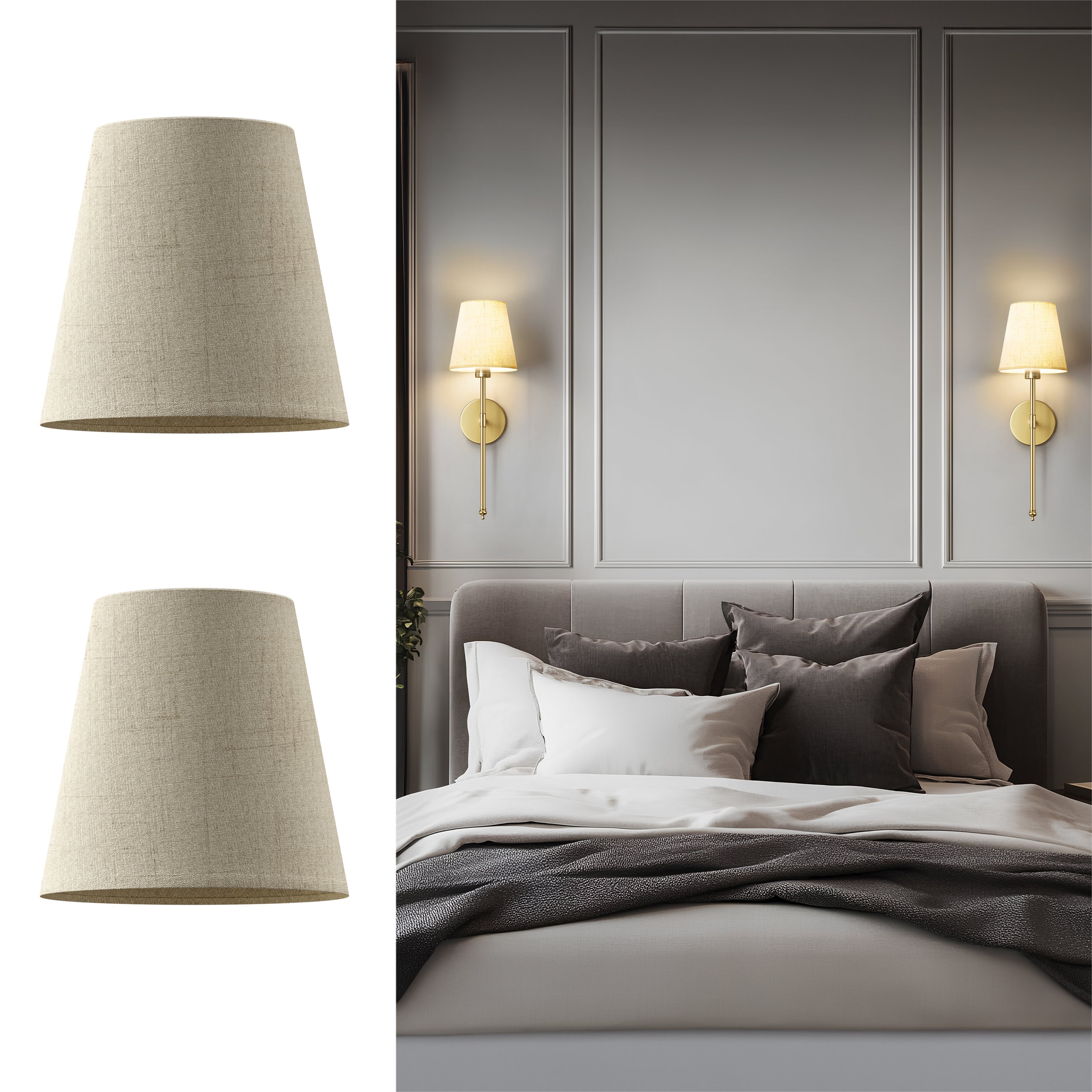 Sand Linen Lamp Shades for Wall Sconces | Set of 2
