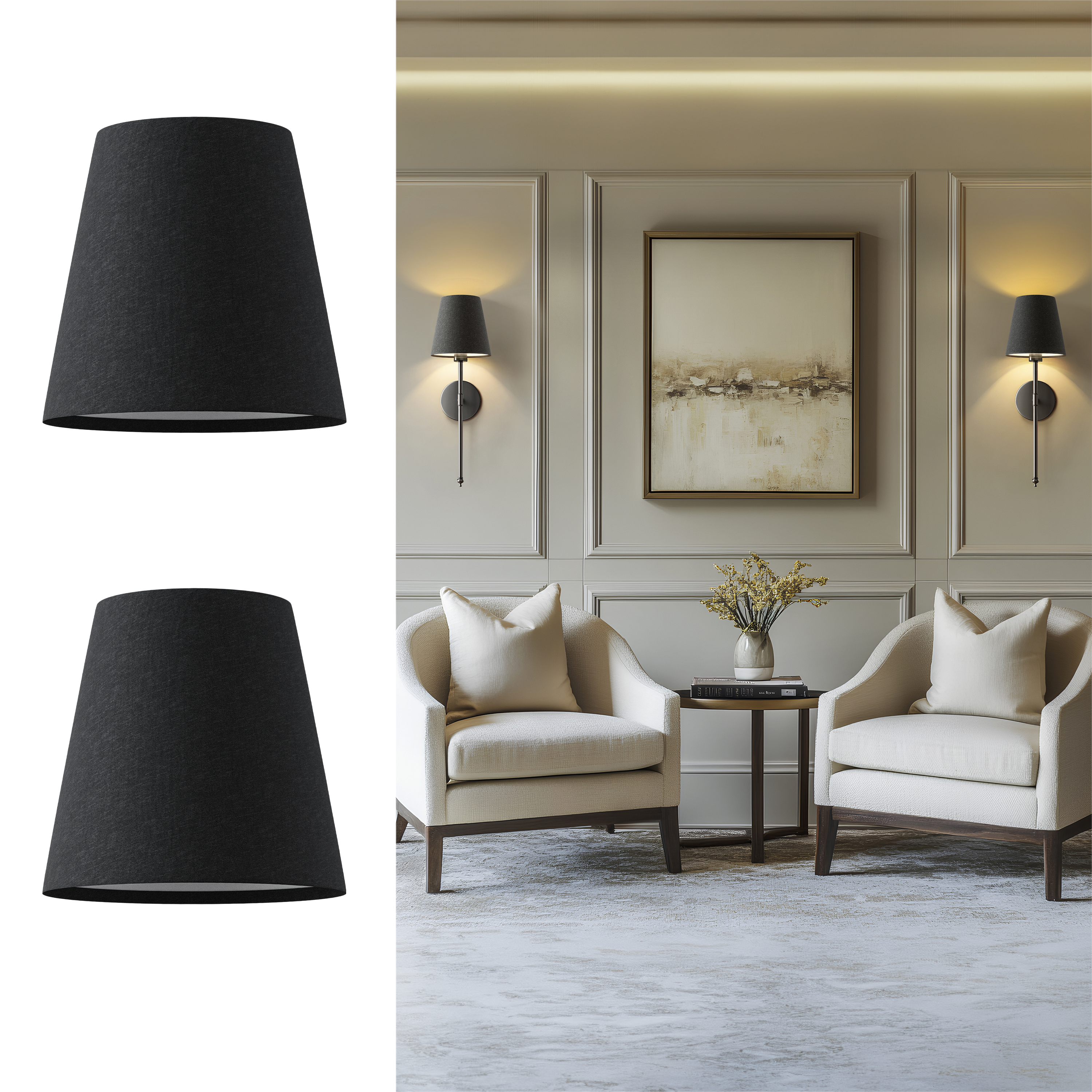 Black Lamp Shades for Wall Sconces | Set of 2