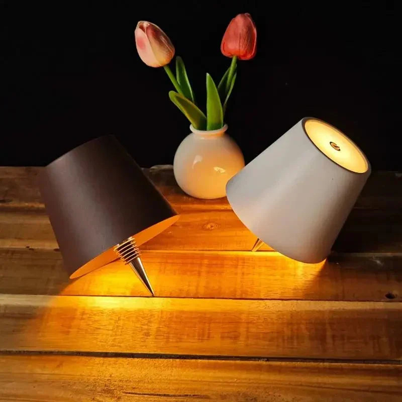 Wireless Bottle Lamp | Rechargeable LED with Cone Shade
